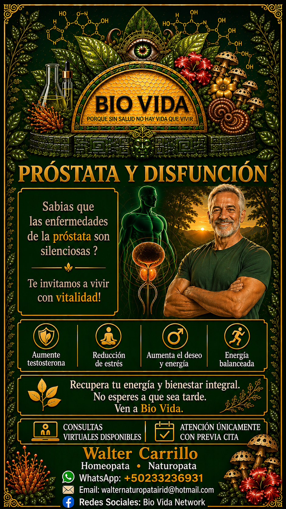Material de Clínica Bio Vida sobre bienestar masculino